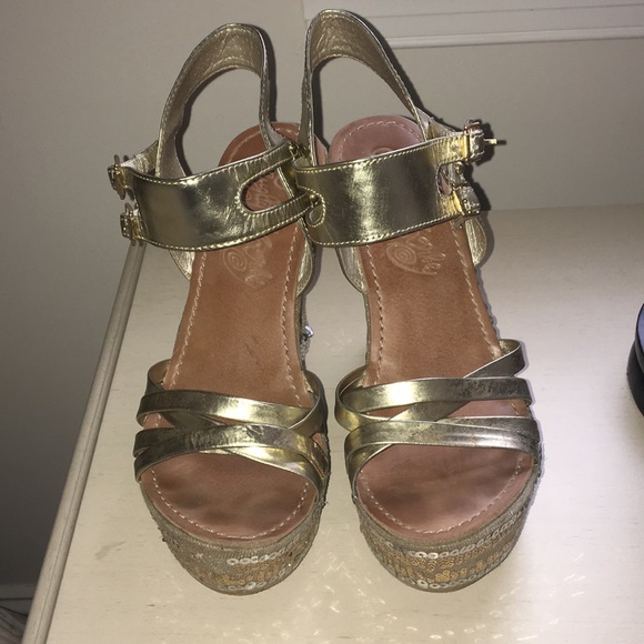 Gold and silver sequin platform heels - Picture 2 of 4